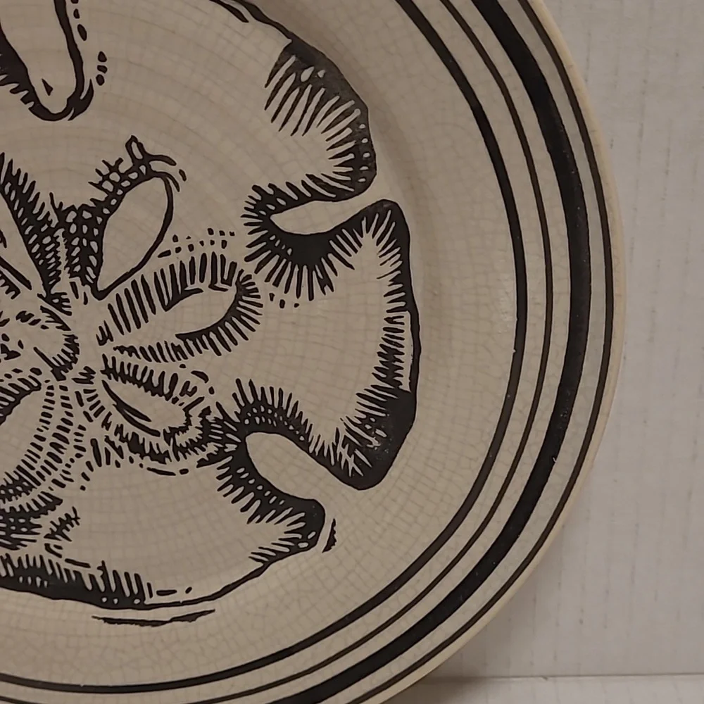 Pair of Vintage Pottery Barn Crackle Seashell Plates